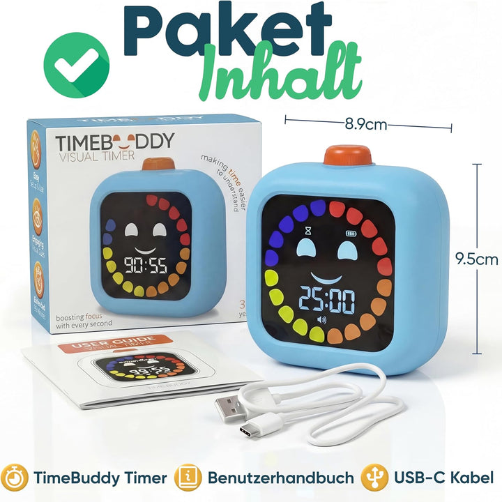 Digitaler Visueller Timer für Kinder - Wiederaufladbar, Geräuschlos 99-Minuten-Kinder-Timer für Schu