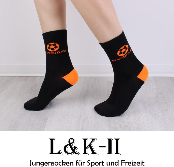 L&amp;K-II 12 Paar Pack Jungen Kindersocken Teenager Stümpfe Frühling und Sommer Socken mit niedlichen M