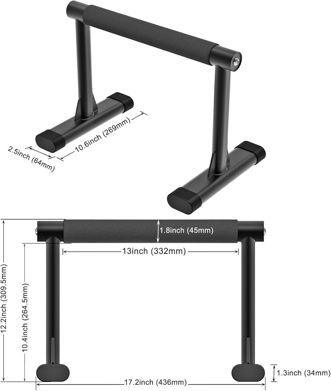 Kipika Parallettes Bars, Push-Up-Bars und Dip-Bar mit komfortablen, dicken Griffen, wackelfreie Fitn