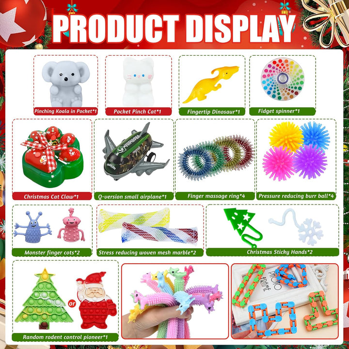 Fidget Toys Adventskalender 2025, 24 Tage Weihnachts Countdown Kalender, Fidget Advent Calendar mit