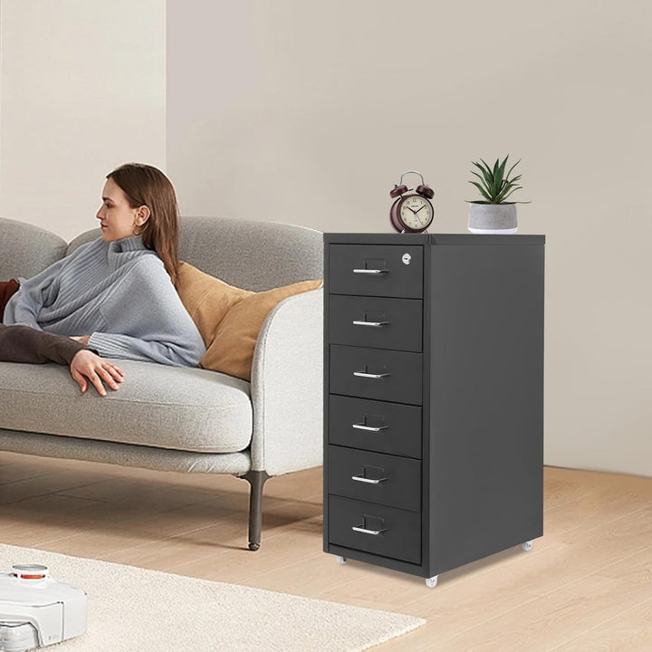 6 Ebenen Mobiler Vertikal Aktenschränke Aufbewahrungsschrank für Home-Office,28x41x69cm Anti-Kippen