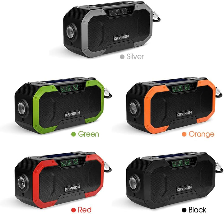 Kavolet Solar Radio, Tragbar Kurbelradio Dynamo Radio mit AM/FM, 5000mAh Power Bank Ladegerät Blitzl