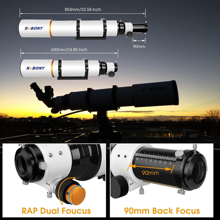 Svbony SV503 ED Teleskop, 102F7 Achromatischer Refraktor, Extra Low Dispersion, Teleskop OTA für Ast