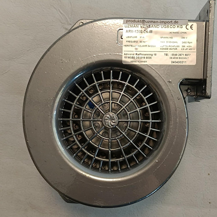 Uzman-Versand AG120E Industrie ALU Radiallüfter Radialventilator Zentrifugal Radial Gebläse, Lüfter,