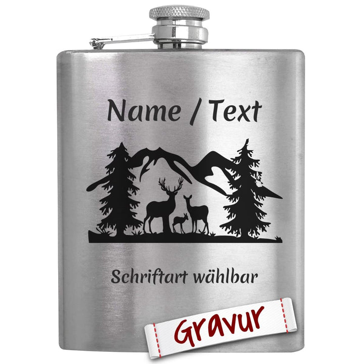 Jäger Geschenk Flachmann mit Gravur/Spruch personalisiert, Jagd Geschenke für Männer/Papa/Opa/Eheman