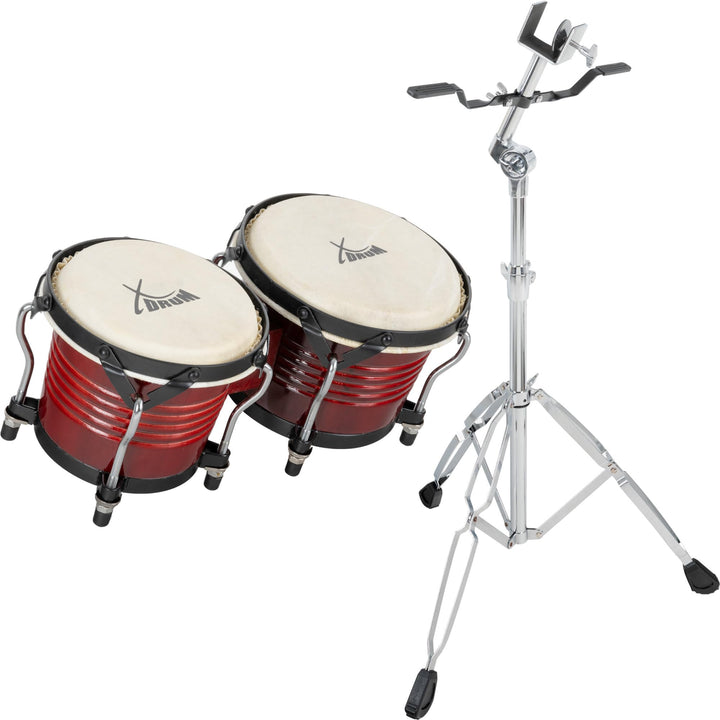 XDrum Bongos Pro Weinrot - 2 Trommeln mit 6,5" (17 cm) und 7,5" (20 cm) Durchmesser - Bongotrommeln