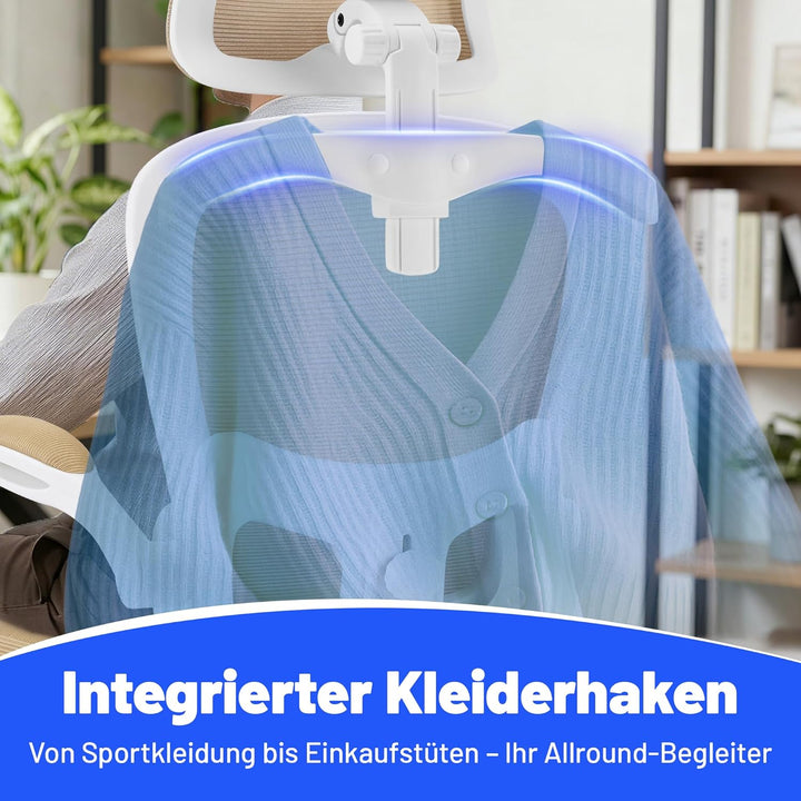 Bürostuhl Ergonomisch mit Kopfstütze, Verstellbarer Lendenwirbelstütze & Netzbespannung, Höhenverste