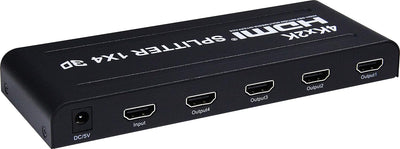 PremiumCord 4K HDMI Splitter 1-4 Port mit Netzteil, Metallgehäuse, Video Auflösung 4Kx2K 2160p UHD,