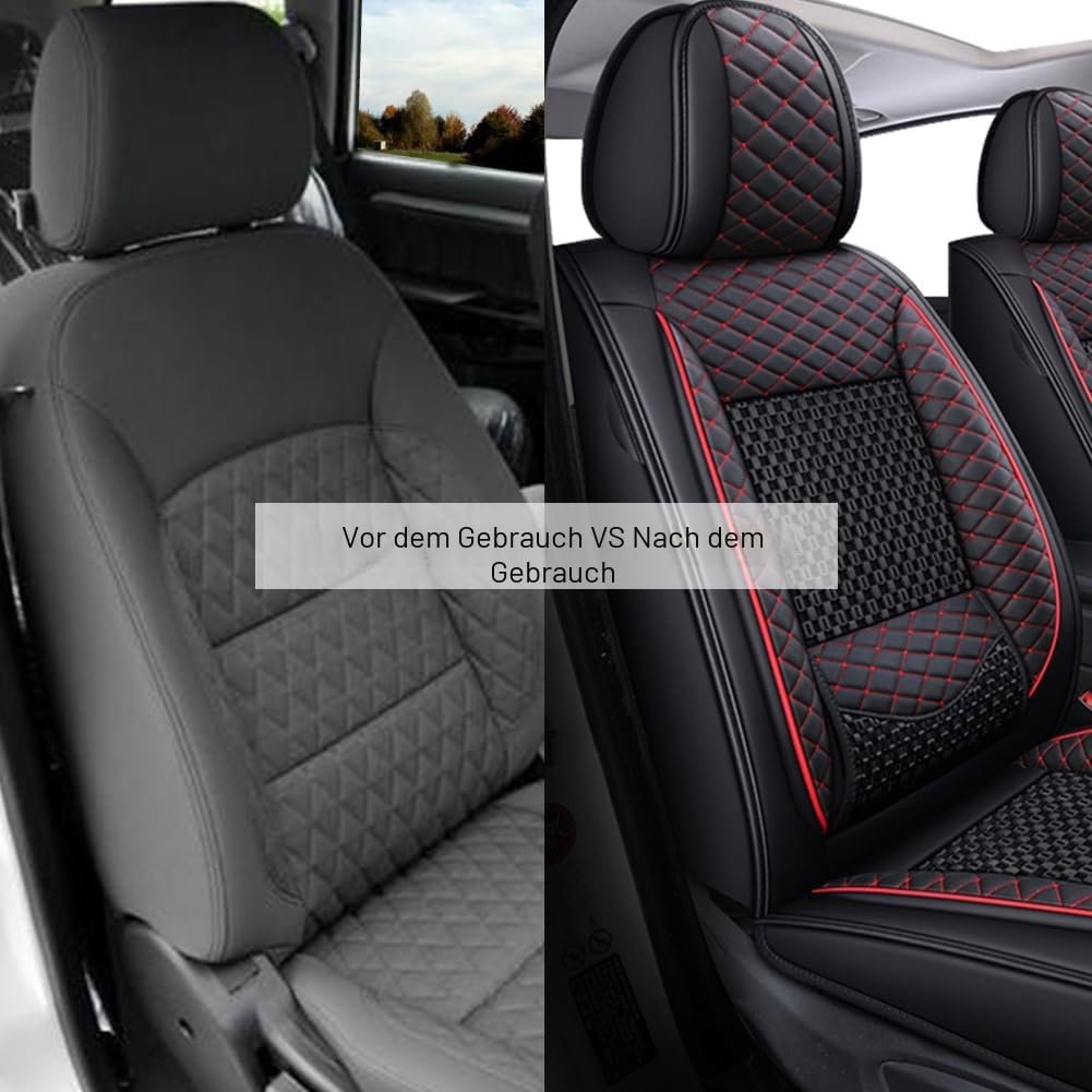 Sitzbezug Auto Vordersitze 2 Stück, Atmungsaktiver Eisseiden-Autositzbezüge PU Leder Universal Set,