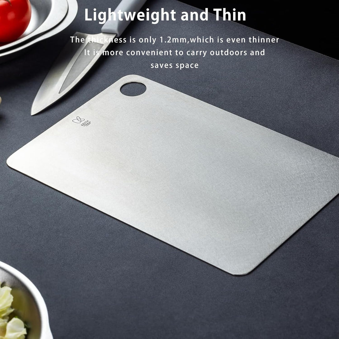 KEITH Titan Schneidebrett, doppelseitig, Titanium schneidbrett aus reinem Titan für Fleisch, Obst un