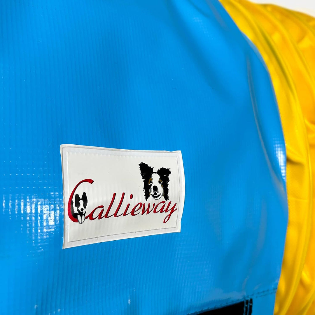 Callieway® Dog Agility Tunnel Turnier 3m lang / 60cmØ, 360° FullGrip (5m, gelb) 5m gelb, 5m gelb
