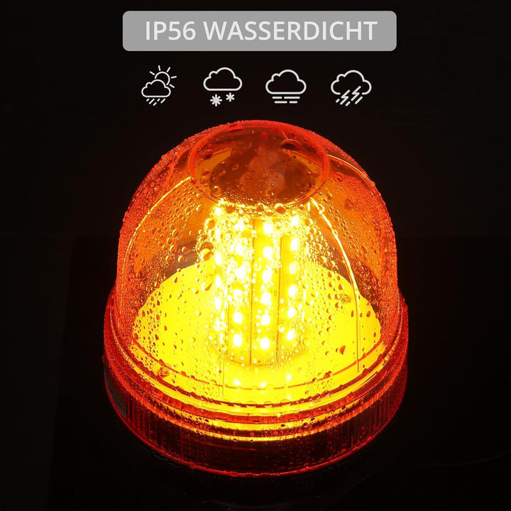 Rundumleuchte 60LED Warnleuchten Justech 2x Rundumkennleuchte LED Amber 12V/24V Blinkleuchte Staubdi