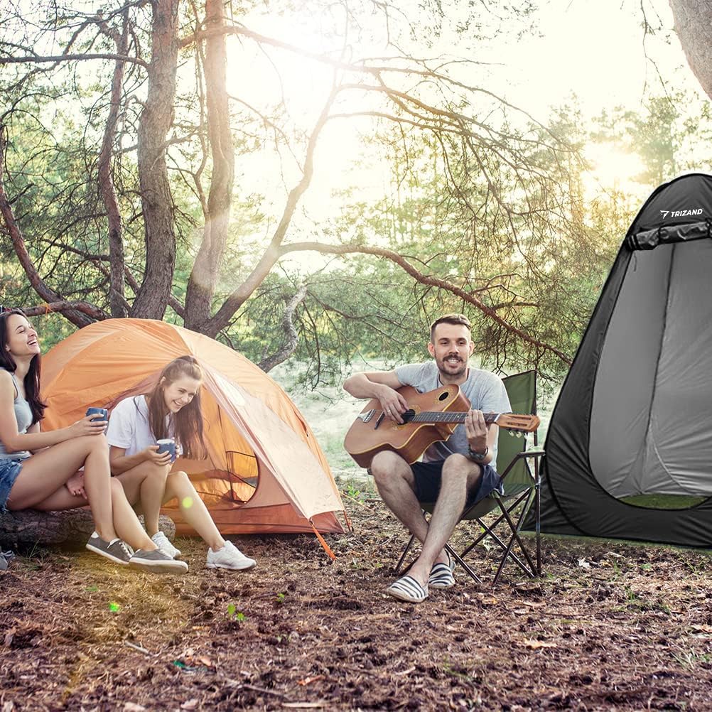 Duschzelt Umkleidekabine WC Zelt 4in1 Pop-Up Camping Schwarz Wasserdicht mit Tasche & Zubehör - Mobi