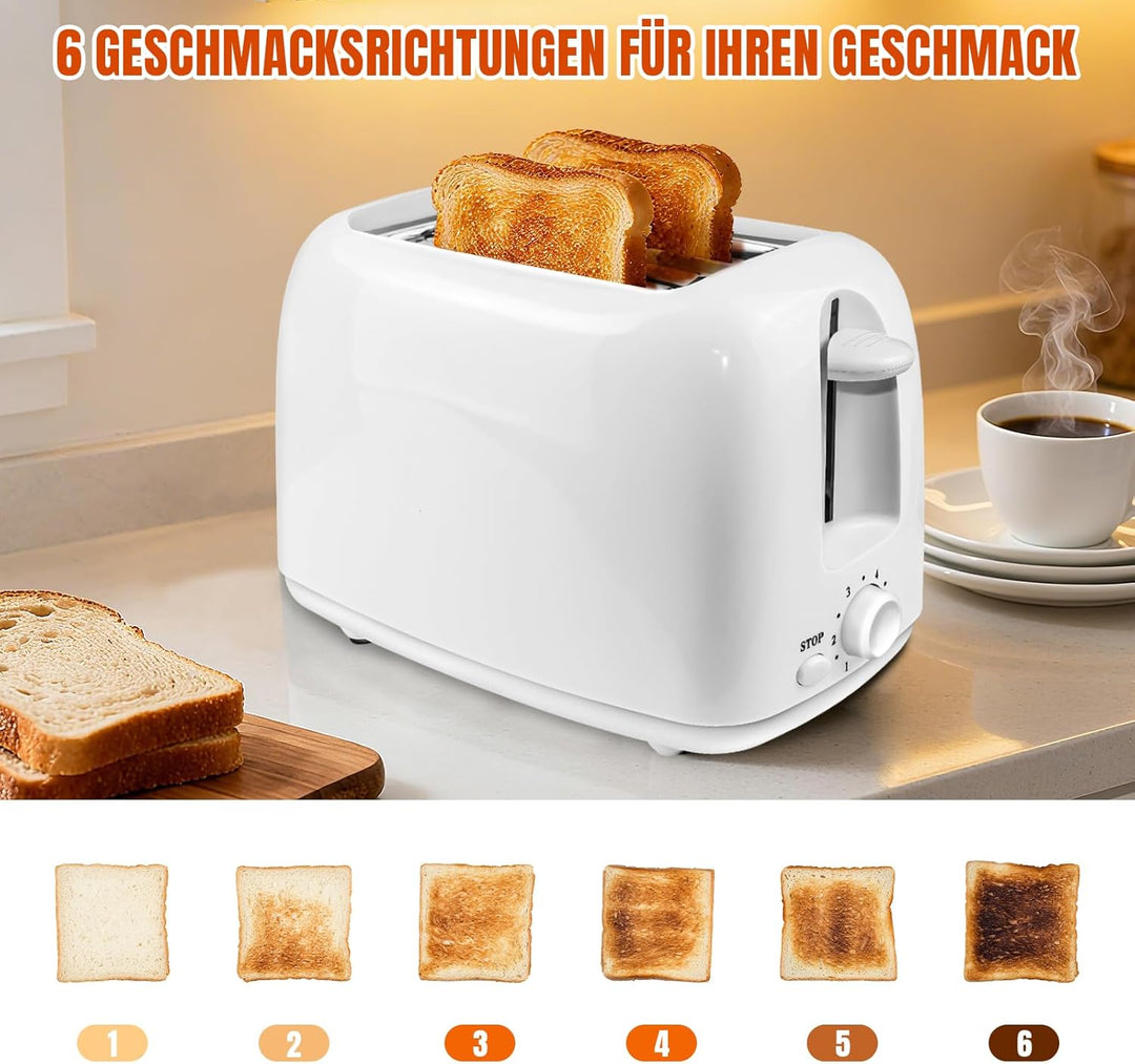 Automatik-Langschlitztoaster, Edelstahl, 2 Extra-breite Schlitze, 1400W Leistung, mit Brötchenaufsat