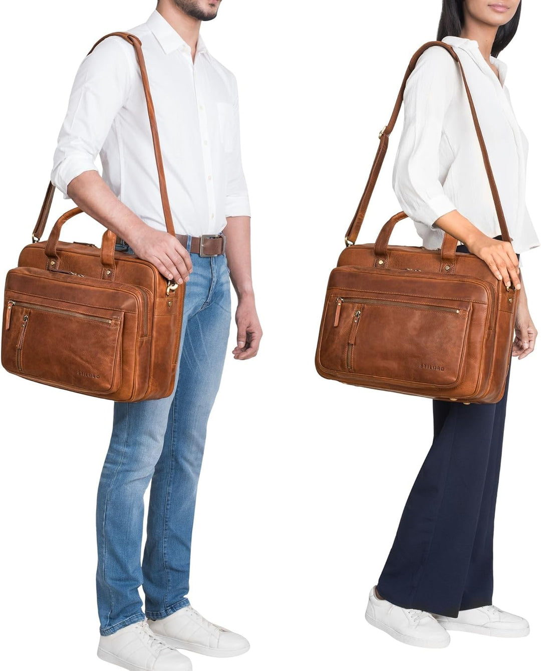 STILORD "Ace Aktentasche Leder Herren Damen Gross Business Tasche Echtleder Vintage für Laptop 15,6