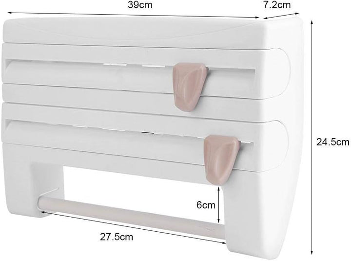 Wandrollenhalter,Papierhandtuchhalter Multifunktionale Küchenrollenhalter mit Folienschneider,Schnei