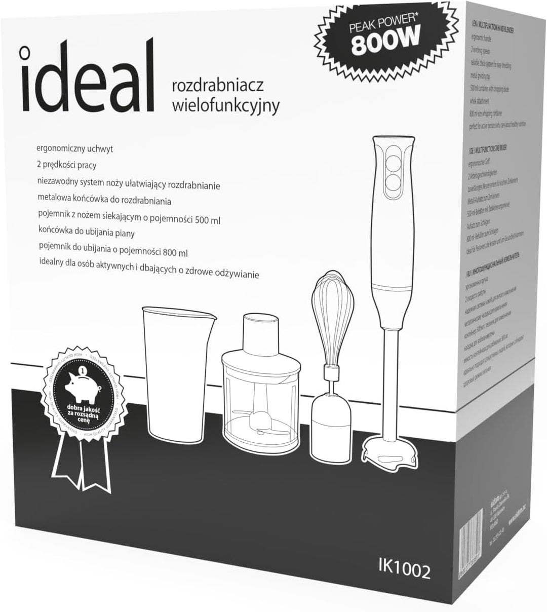 Stabmixer, Multifunktionsmixer Elektrische Stabmixer Container mit Schredder 500ml und 800ml Messbec