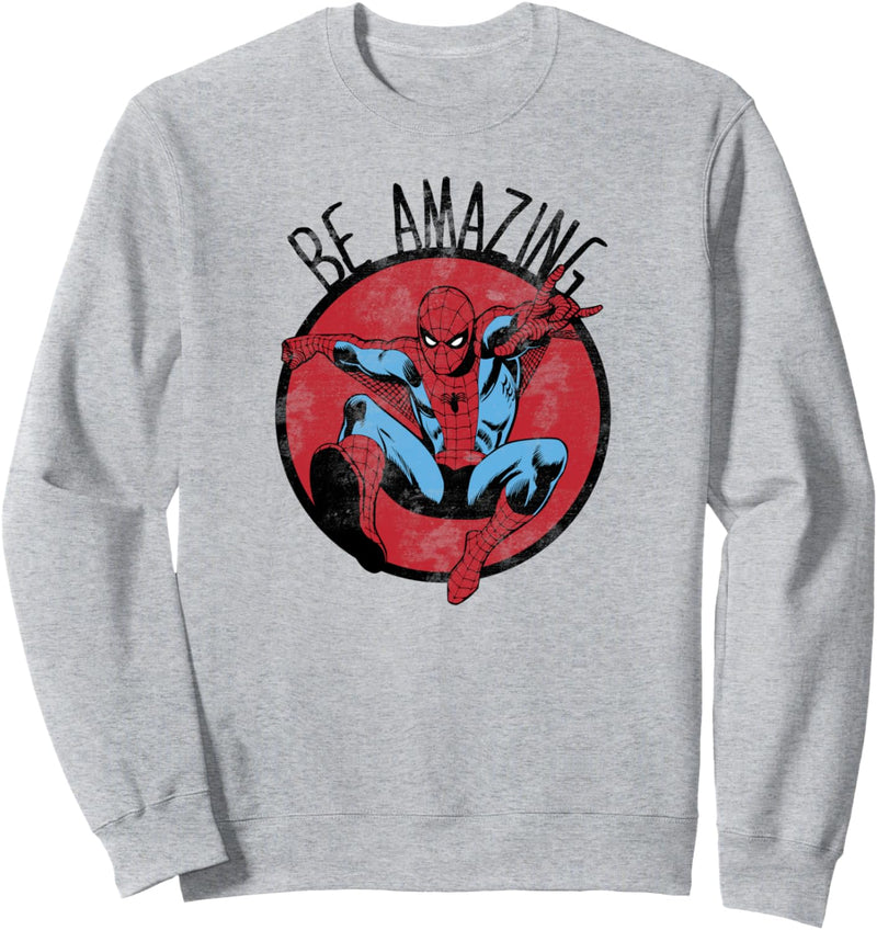 Marvel Spider-Man Be Amazing Distressed Comic Circle Sweatshirt