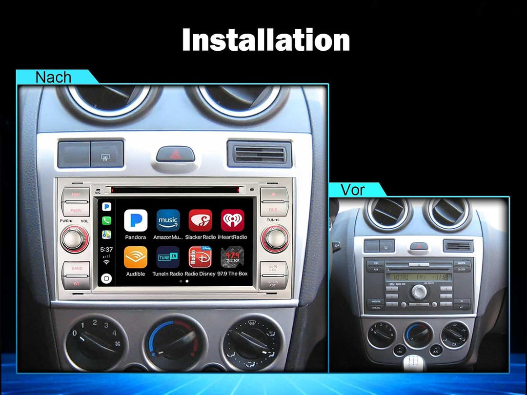 Erisin 8-Kern 4GB+64GB 7 Zoll Android 14 Autoradio Bluetooth GPS Navigation für Ford Focus Fiesta Tr