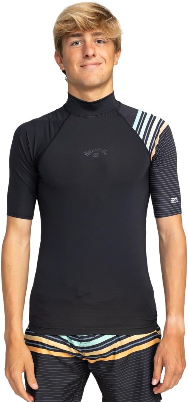 Billabong Herren Contrast Ss Printed Rashguard (1er Pack) S Schwarz, S Schwarz