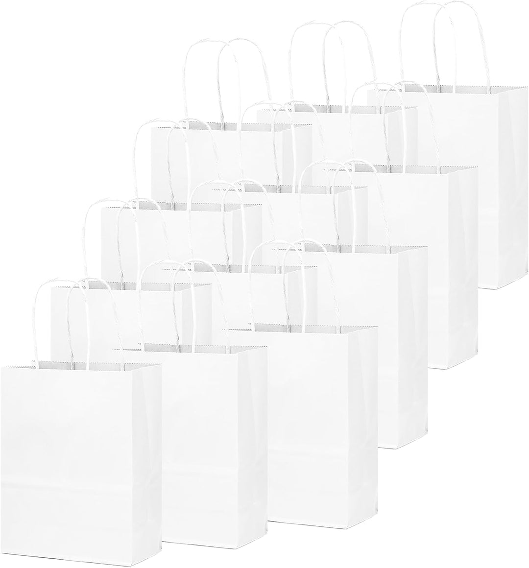 Gcardist 100-Packs weisse Geschenk-Taschen mit Griffen Bulk 11"x8.3"x4.3" Medium Size Paper Bags Mul