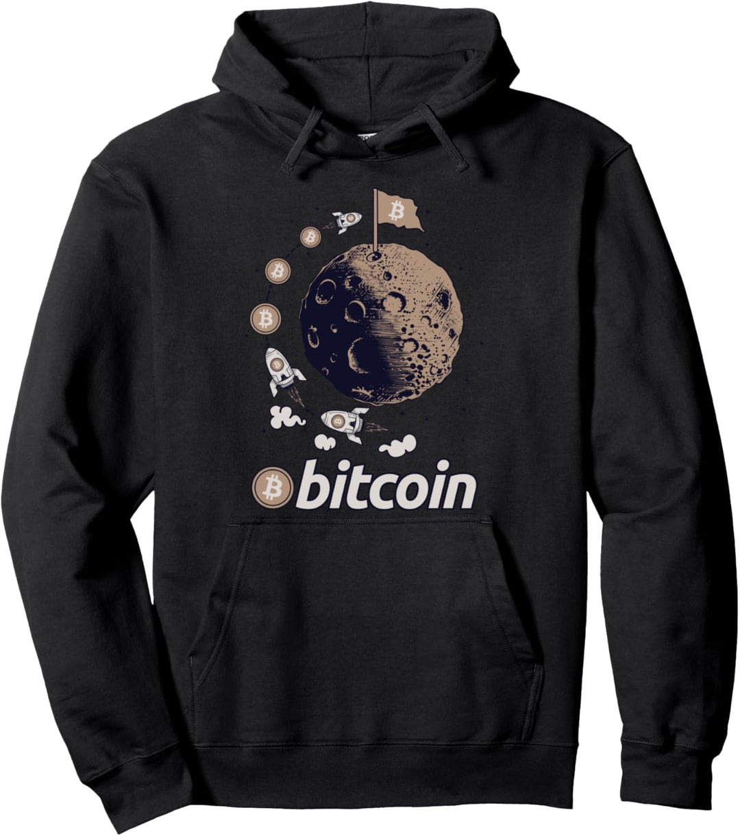 Lustige Bitcoin Mond Krypto Währungsblockkette Pullover Hoodie