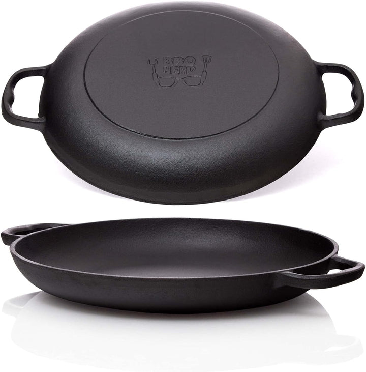 BBQ Nerd© Paellapfanne aus Gusseisen Ø 36 cm (6 Personen) | Antihaftpfanne mit Flachboden für tradit