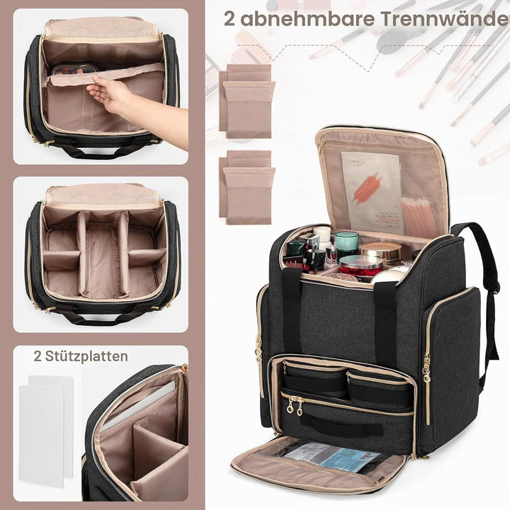 Luxja Kosmetikkoffer Rucksack, Make Up Tasche für Kometik | Schminktasche für Makeup, Kosmetik Organ