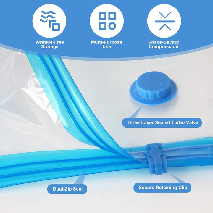 12 Vakuumbeutel für Kleidung mit Elektrischer Luftpumpe und Manuelle Luftpumpe, 3 Jumbo, 3 Gross, 3