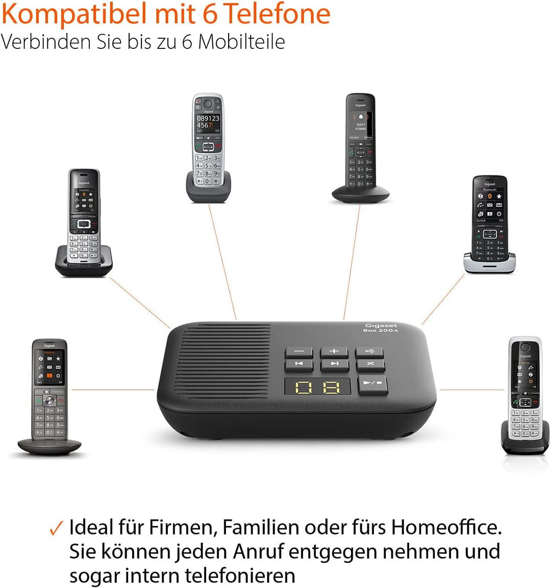 Gigaset Comfort 520HX & Box 200A – DECT-Mobilteil mit Ladeschale – Elegantes Schnurloses Telefon Bes