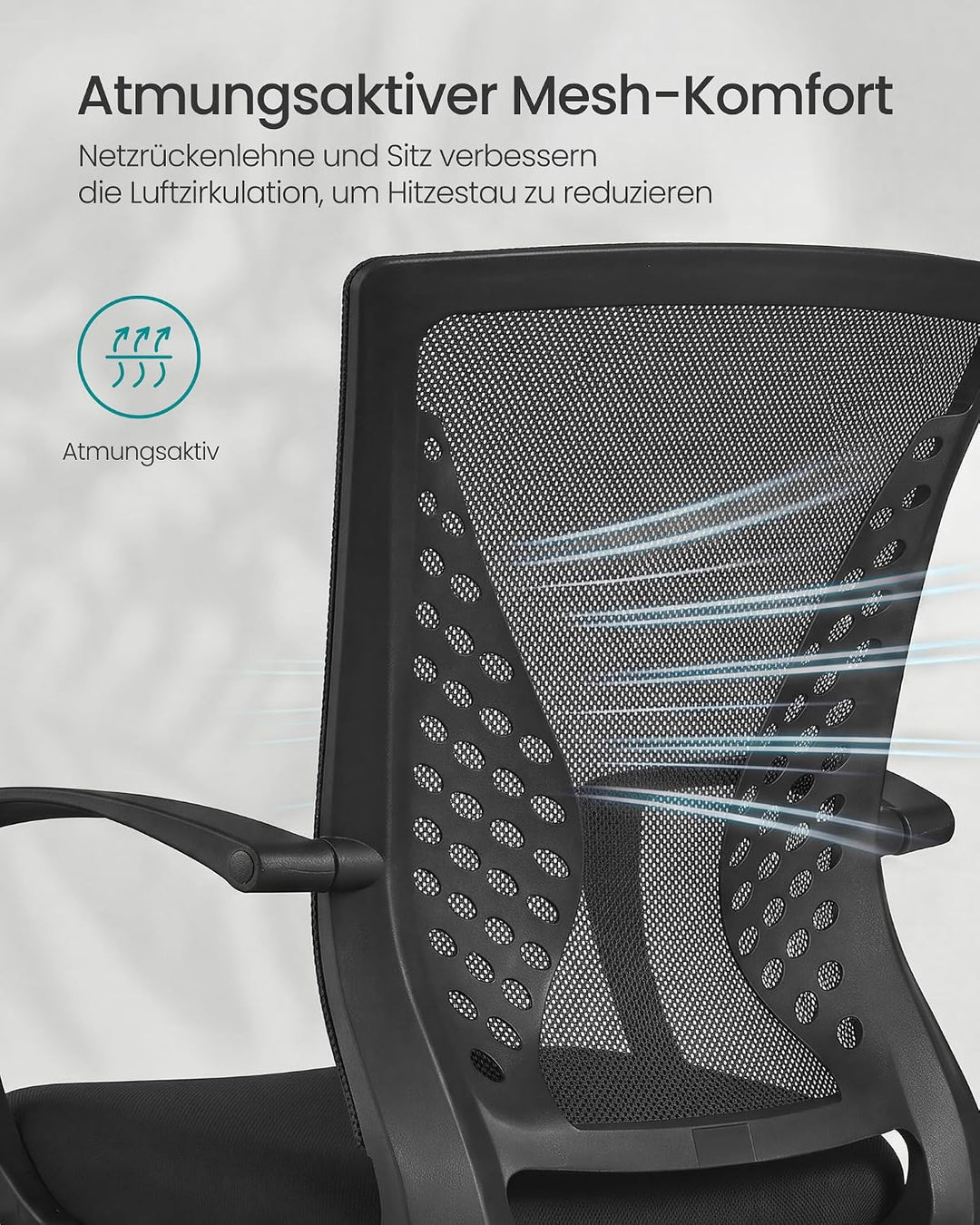 SONGMICS Bürostuhl, Schreibtischstuhl mit Netzbespannung, höhenverstellbarer Computerstuhl, 360° Dre