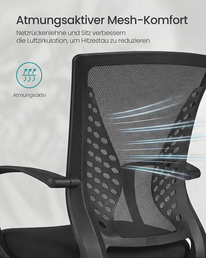 SONGMICS Bürostuhl, Schreibtischstuhl mit Netzbespannung, höhenverstellbarer Computerstuhl, 360° Dre