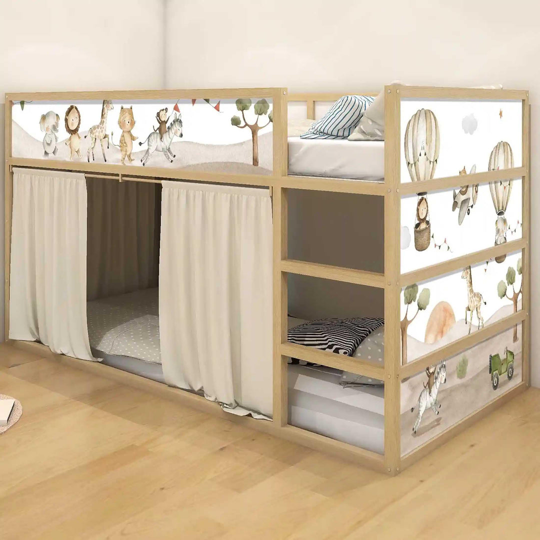 WANDKIND Aufkleber für IKEA KURA Kinderbett Hochbett Klebefolie Möbelfolie Sticker Kinderzimmer Safa