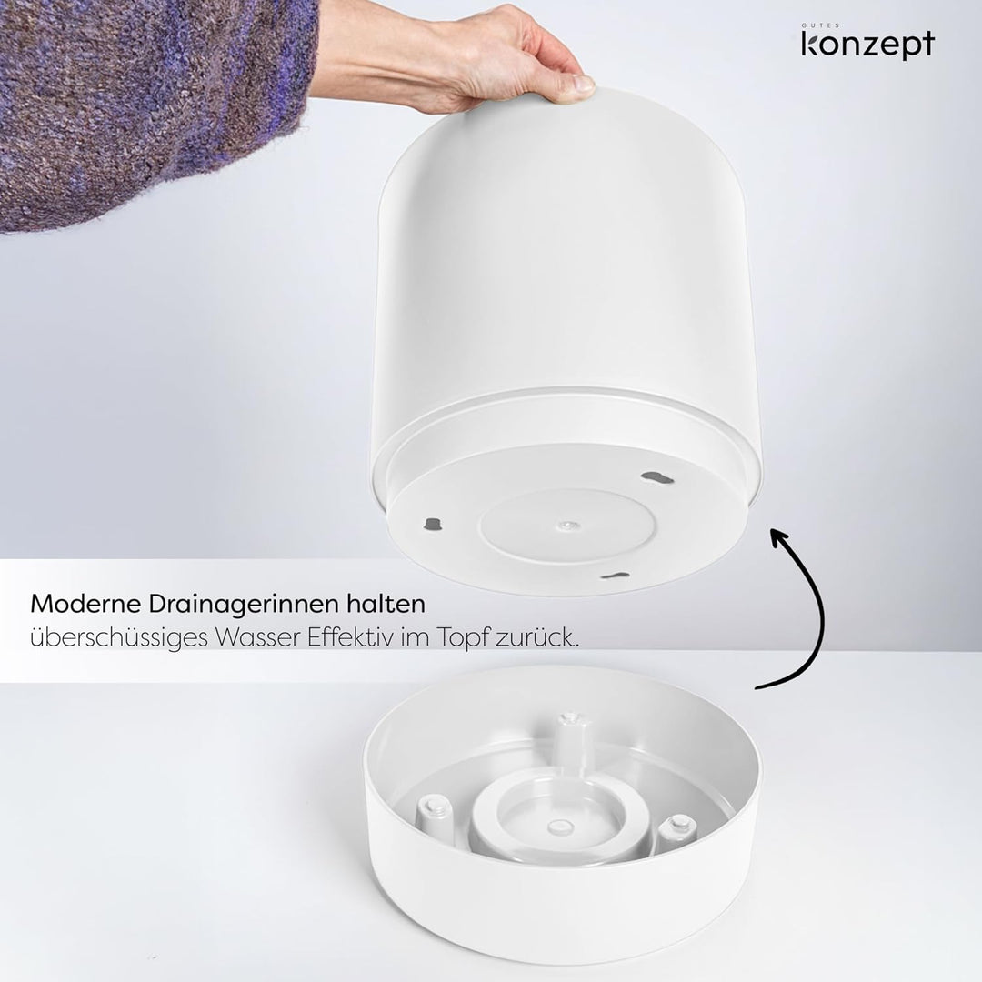 KONZEPT Blumentopf mit Untersetzer 38 cm - grosser Übertopf aus Kunststoff für Zimmerpflanzen, moder