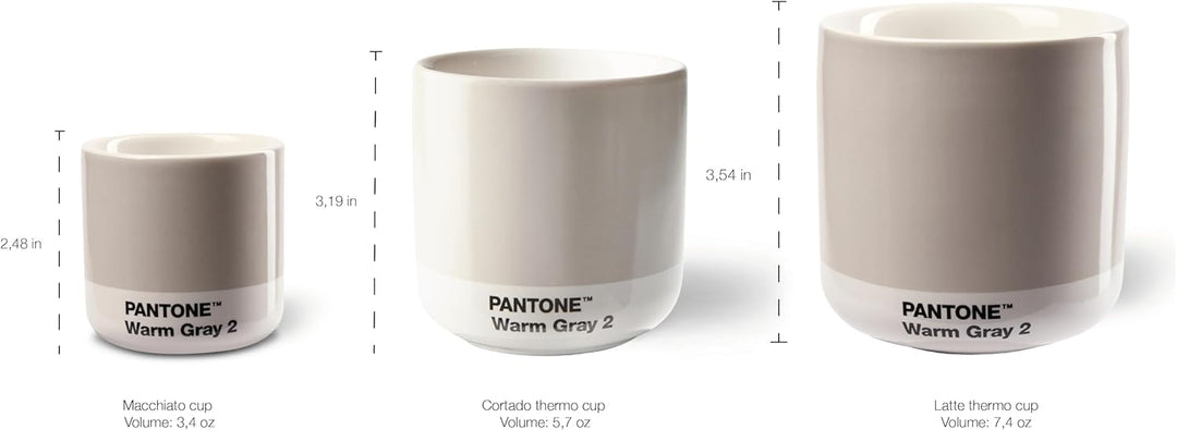 PANTONE Porzellan Latte Macchiato Thermobecher, 220ml, 4er-Set: Warm Gray 2 C, Cool Gray 2 C, Brown