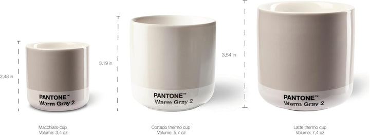 PANTONE Porzellan Latte Macchiato Thermobecher, 220ml, 4er-Set: Warm Gray 2 C, Cool Gray 2 C, Brown