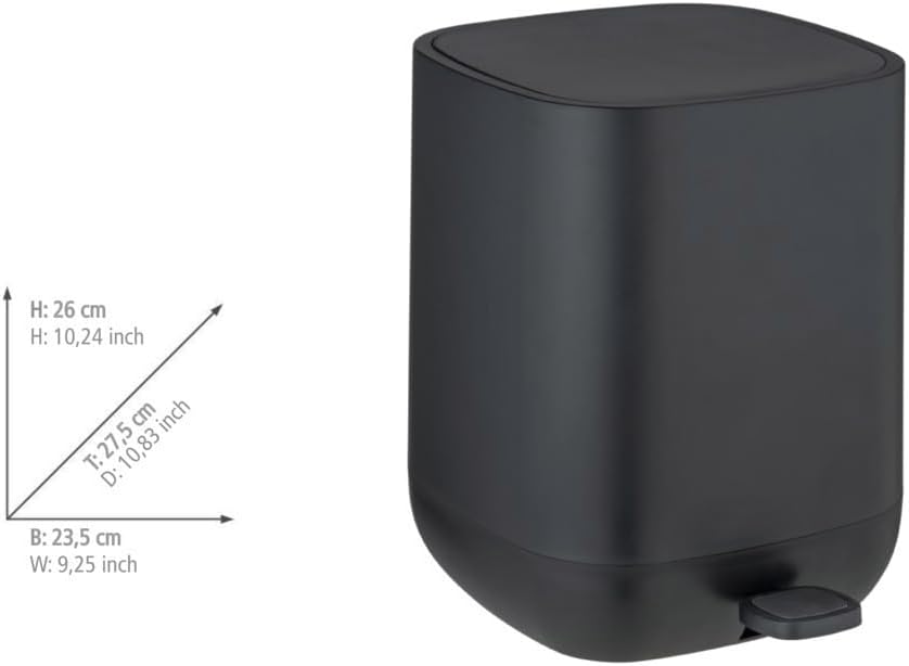 WENKO Treteimer Mod. Davos Kosmetikeimer 6,5 Liter mit Easy-Close Absenkautomatik BPA-frei aus Kunst