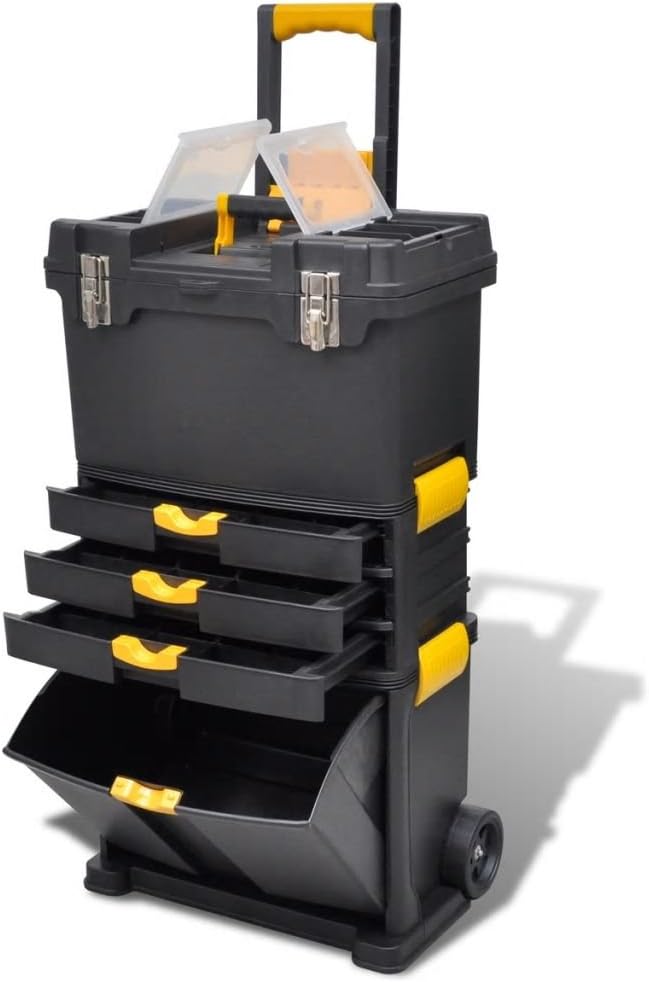 Werkzeugkoffer Tragbare Werkzeugkoffer Trolley Werkzeugaufbewahrung mit 2 Rollen und einem Griff 46