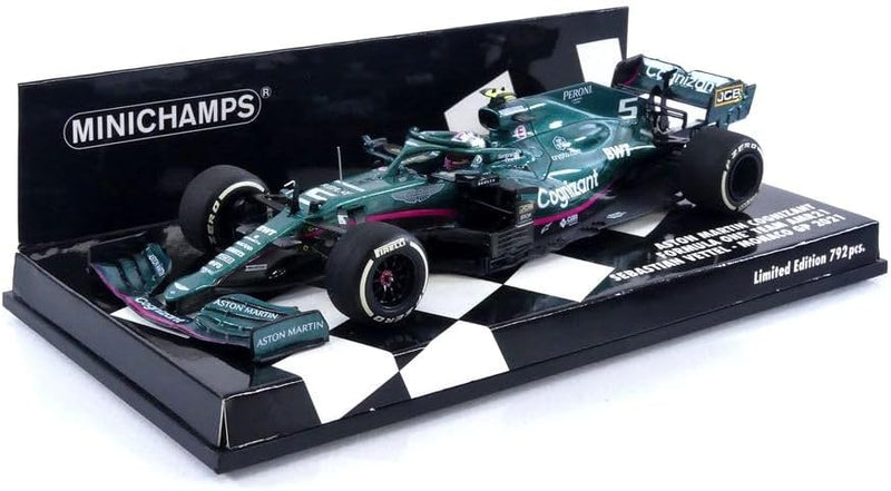 Minichamps 417210605 1:43 Aston Martin Cognizant Formula One Team AMR21-Sebastian Vettel-Monaco GP 2