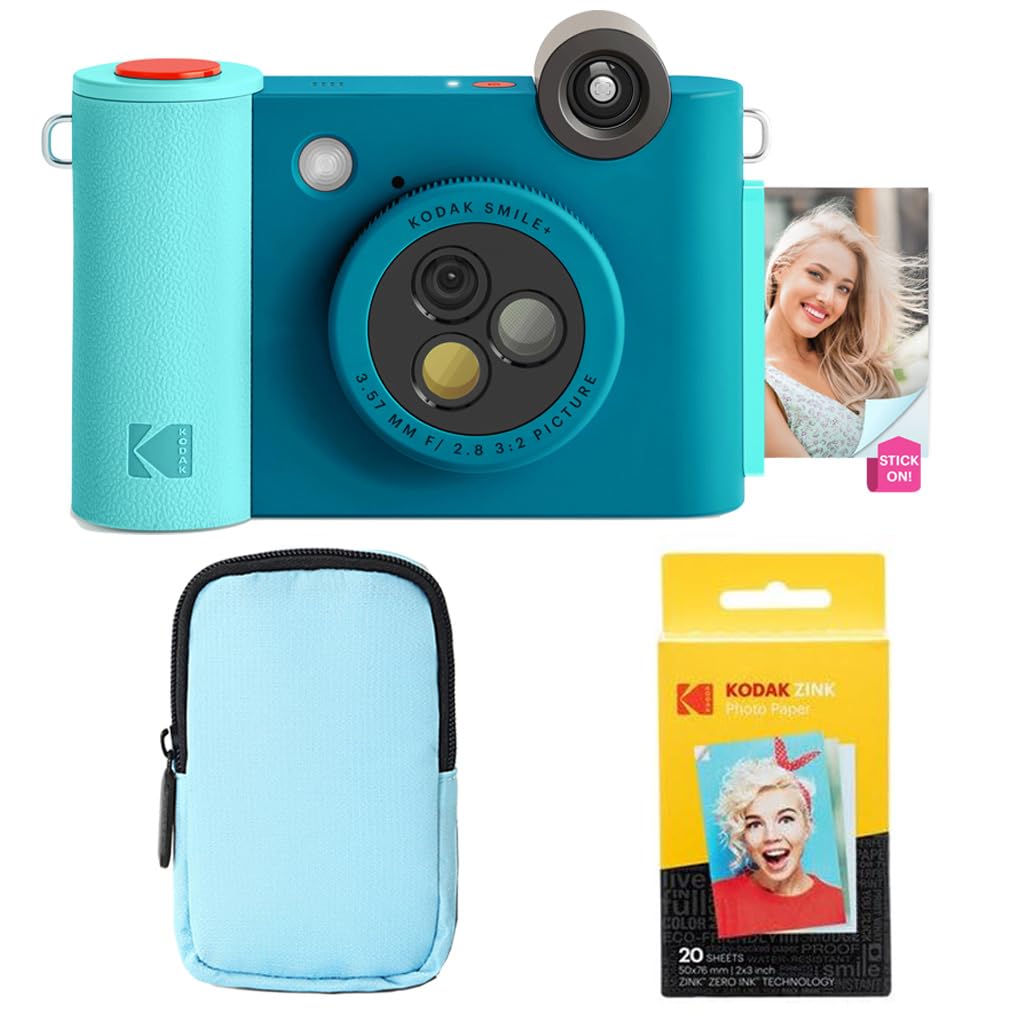 KODAK Smile+ 2-in-1 Digitale Sofortbildkamera & Bluetooth Fotodrucker Starterpaket + Deluxe Tasche +