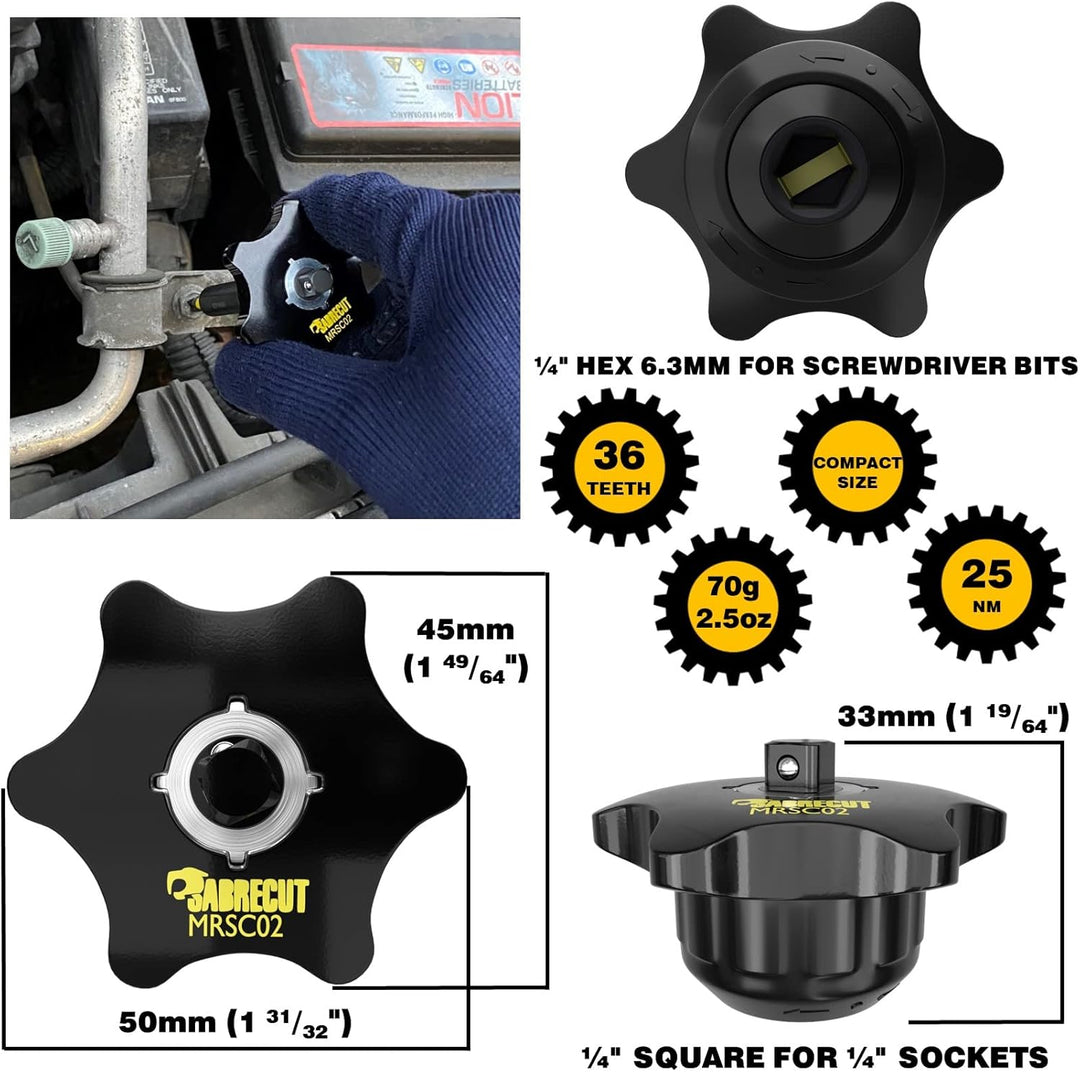 SabreCut 1 x MRSC02 DualDrive Vierkantantrieb Daumen-Mini-Mikro-Ratsche 1/4 Zoll professionelle Fing
