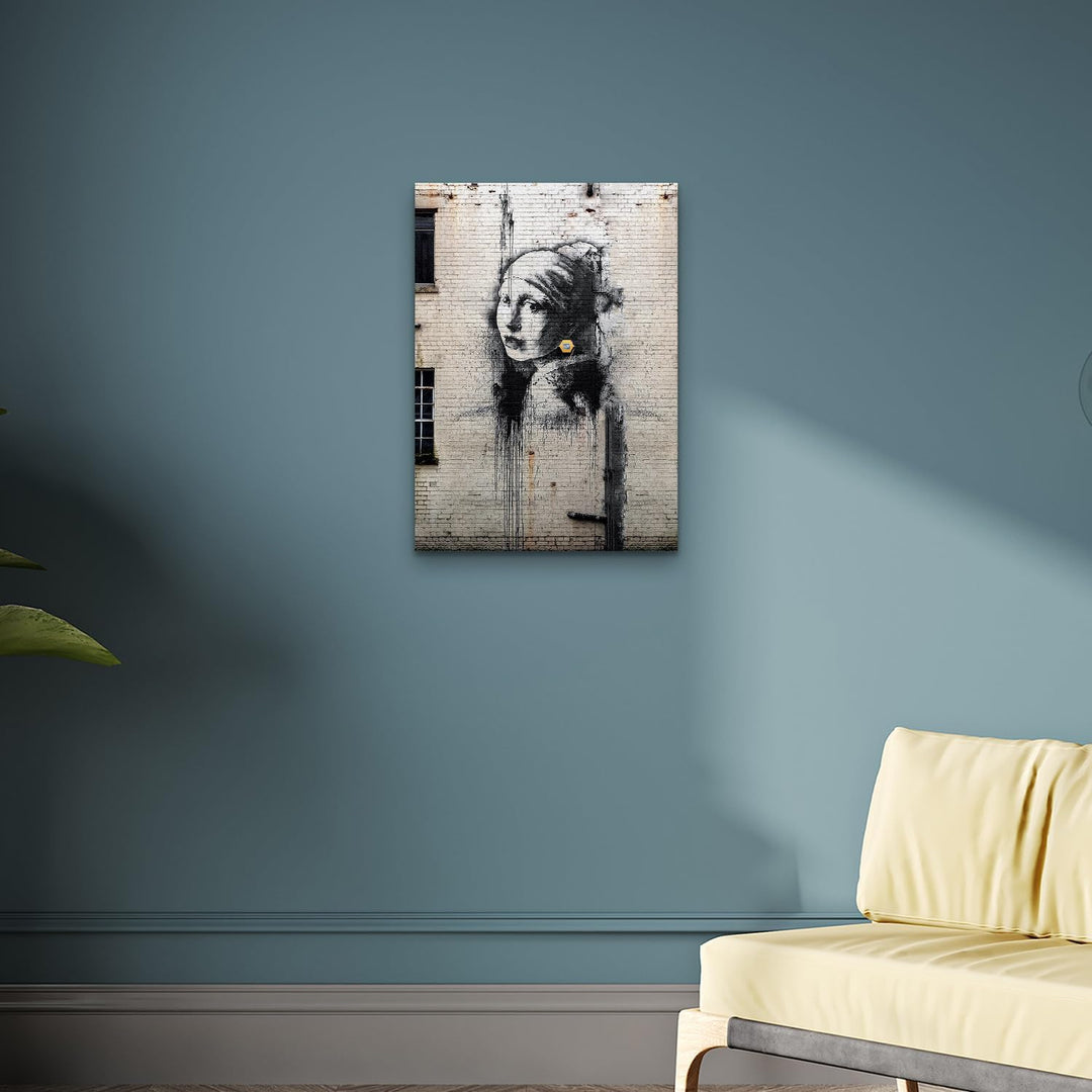 Giallobus - Gemälde - Banksy - - Standardleinwand - 50x70-26 - Das Mädchen mit dem Perlenohrring - B