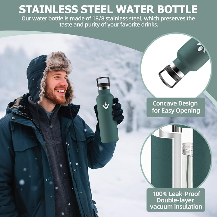 Trinkflasche 750ML, BPA-Frei, Trinkflasche Edelstahl, Auslaufsichere Isolierflasche Doppelwandig, Wa