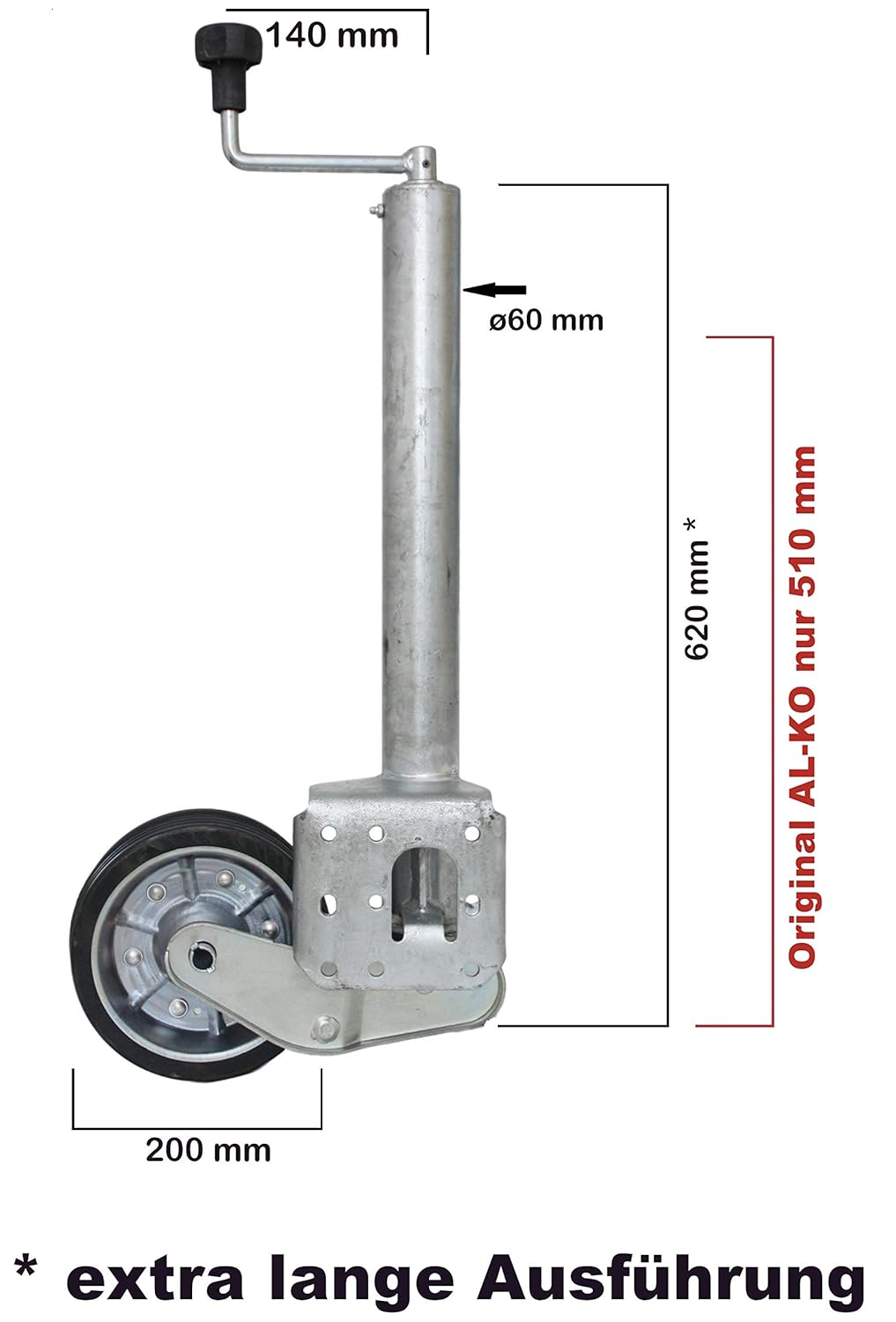 Automatik Stützrad für Alko Schwerlast 500 kg PKW Anhänger Wohnanhänger Trailer Rad 200x50 mm Vergle