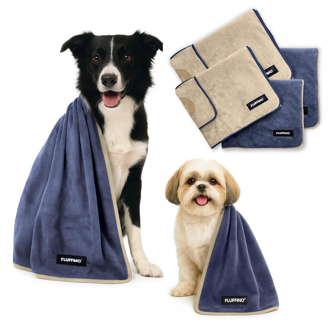 Hundehandtuch 4er Set - 2X 120x70cm & 2X 90x50cm - extrem saugfähig & weich | Waschbar bei 60°C, sch
