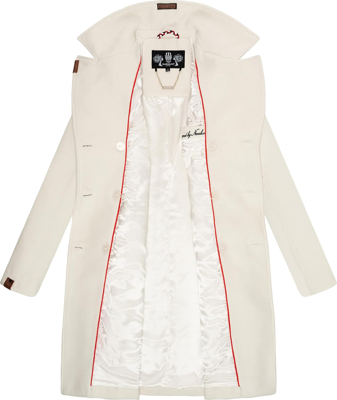 MARIKOO Damen Wollmantel Langer Trenchcoat mit Reversekragen Nanakoo XS-XXL XL Offwhite, XL Offwhite