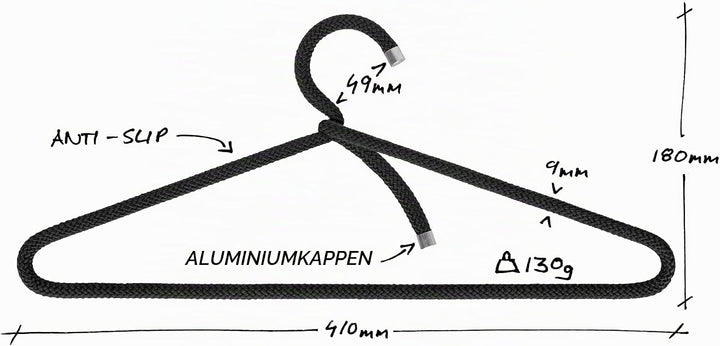 Peppermint Products Hanger | 3er Textil-KLEIDERBÜGEL-Set aus Seil | Rutschfester Designer-Bügel f. J
