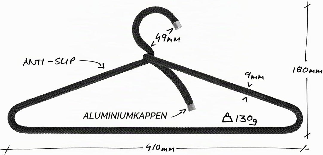 Peppermint Products Rope Hanger | 3er Textil-KLEIDERBÜGEL-Set aus Seil | Rutschfester Designer-Bügel