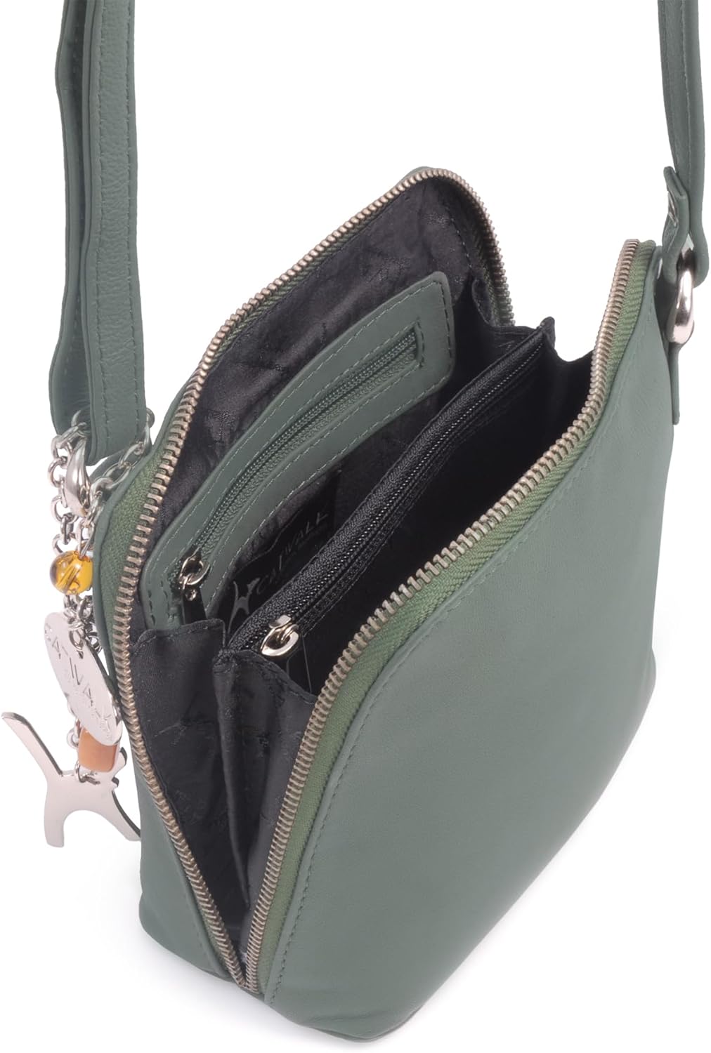 Catwalk Collection Handbags - Leder - Klien Umhängetasche/Schultertasche - LENA S Grün, S Grün
