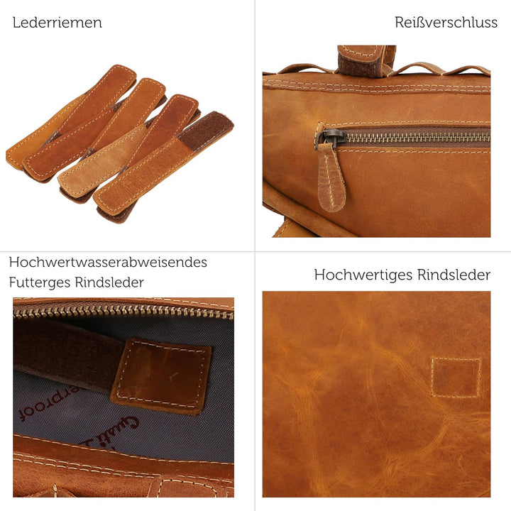 Gusti Fahrradtasche Leder - Jan U. Rahmentasche Ledertasche Radtasche Vintage Look Fahrradzubehör Br